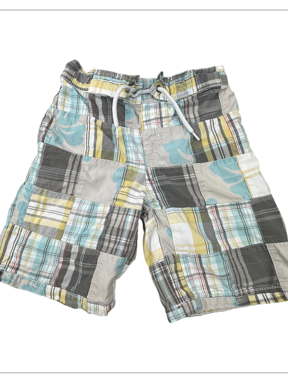 Toddler Boy Patchwork Plaid Casual Shorts - Light Blue & Gray